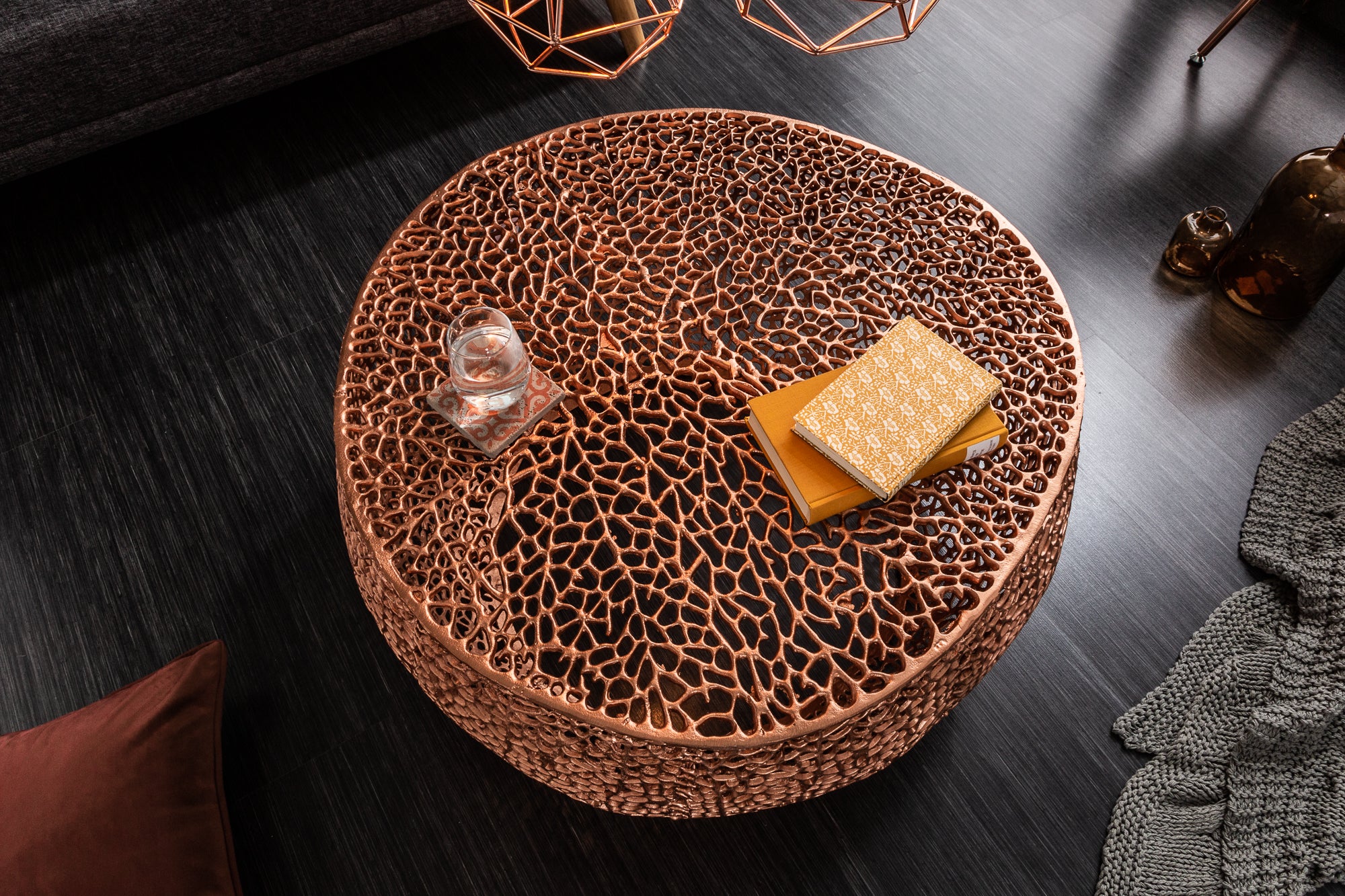 Round Coffee Table Ambrosia 80cm Metal Copper