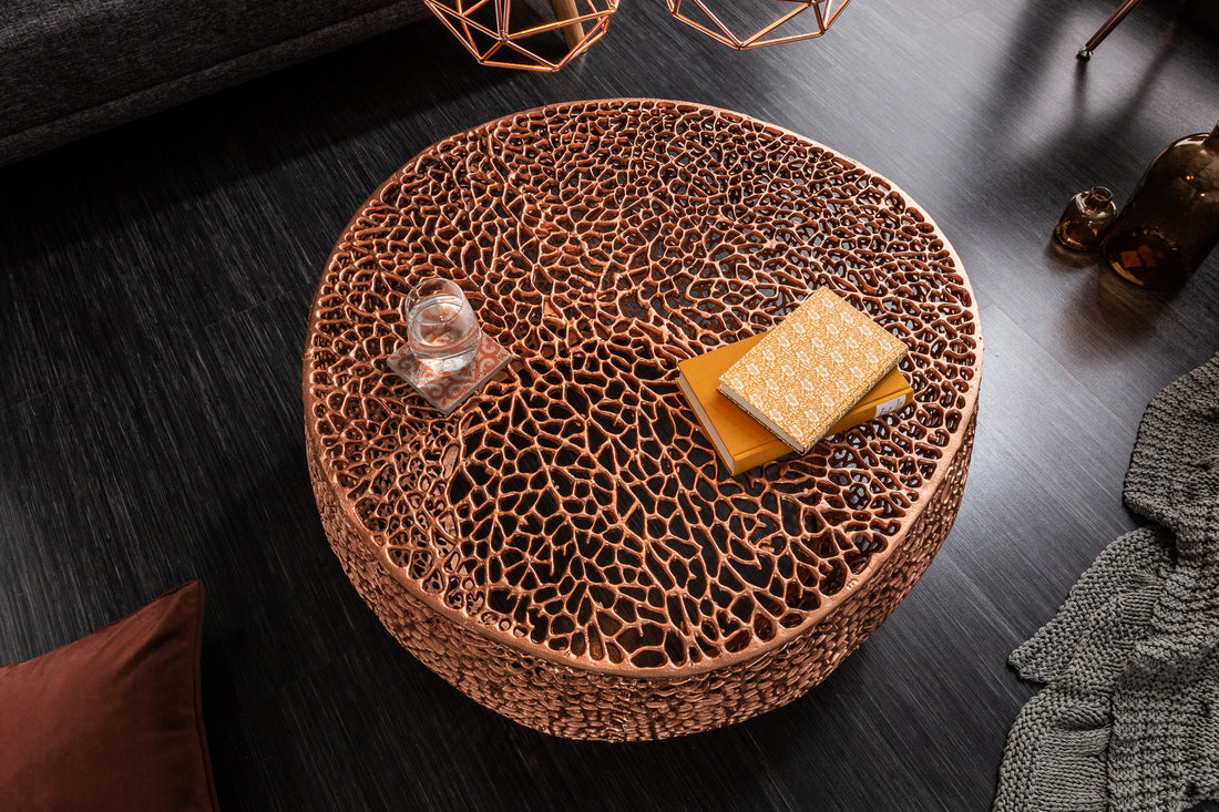 Round Coffee Table Ambrosia 80cm Metal Copper