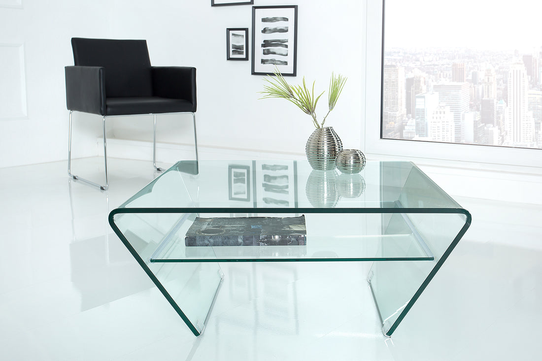 Coffee Table Quartz Trapezoid 70cm Glass