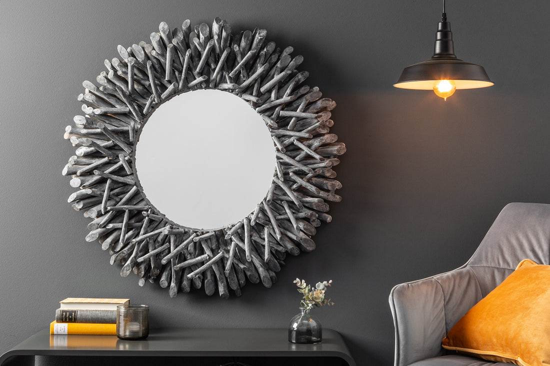 Mirror Riverside 80cm Teak Wood Grey