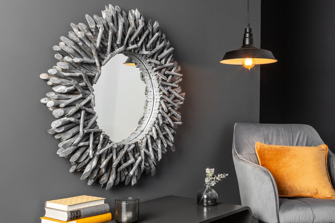 Mirror Riverside 80cm Teak Wood Grey