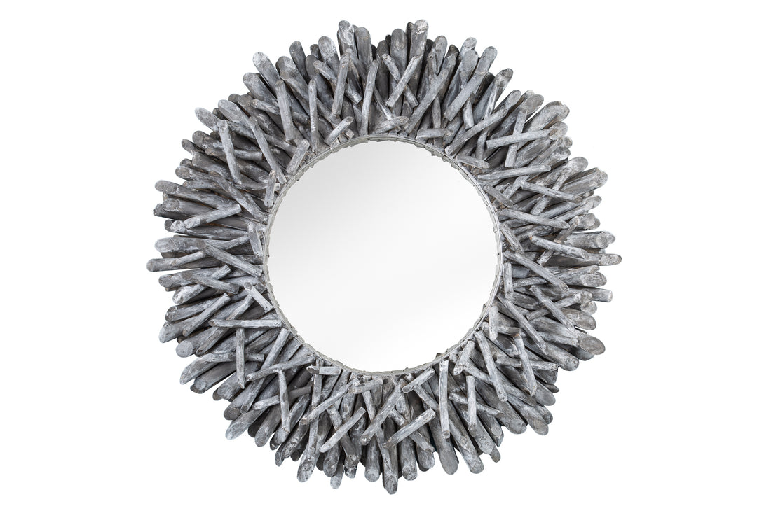 Mirror Riverside 80cm Teak Wood Grey