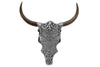 Decorative Skull Exotic Bull 57cm Metal Silver Mango Wood Natural
