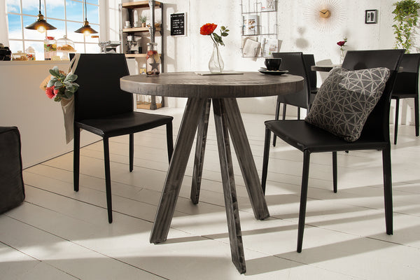 Round Dining Table Blacksmith 80cm Mango Wood Grey