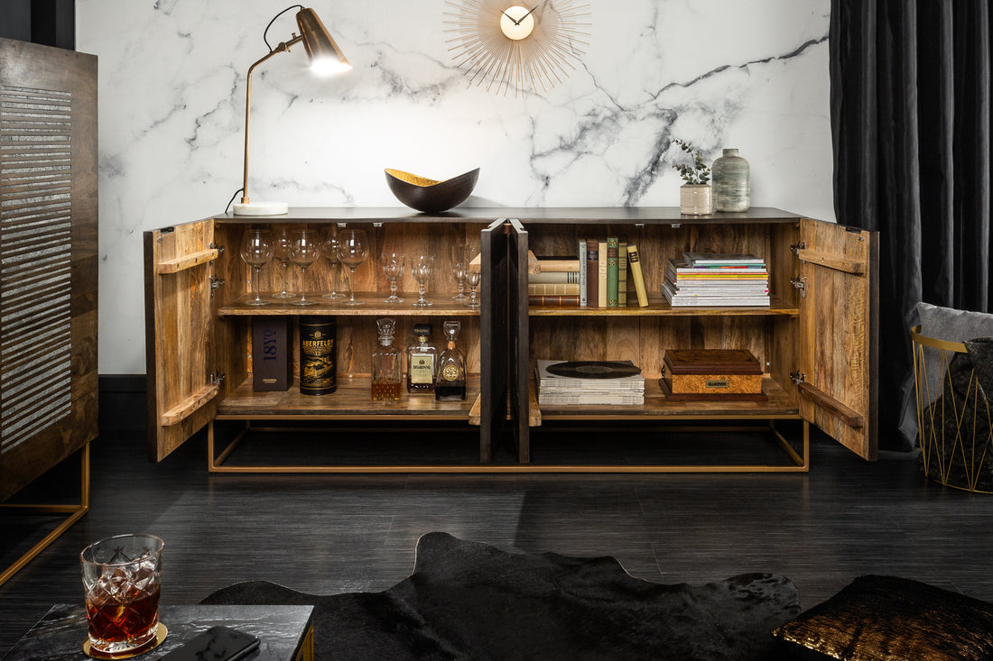 Sideboard Obsidian 177cm Mango Wood Brown Agate