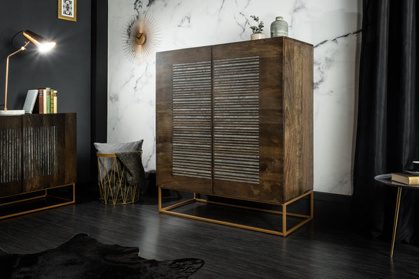 Cabinet Obsidian 100cm Mango Wood Brown & Agate