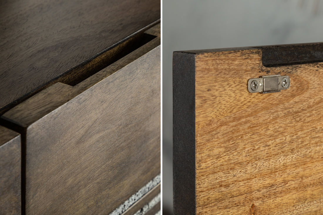 Cabinet Obsidian 121cm Mango Wood Brown & Agate
