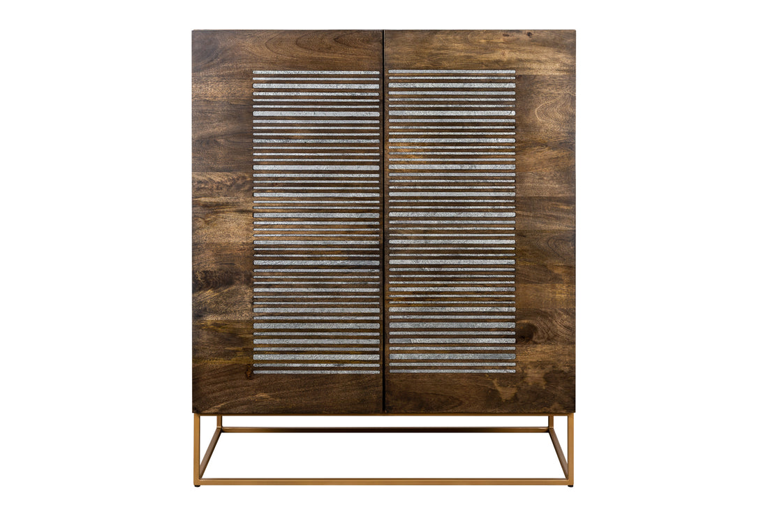 Cabinet Obsidian 121cm Mango Wood Brown & Agate
