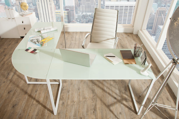Glass top outlet corner desk