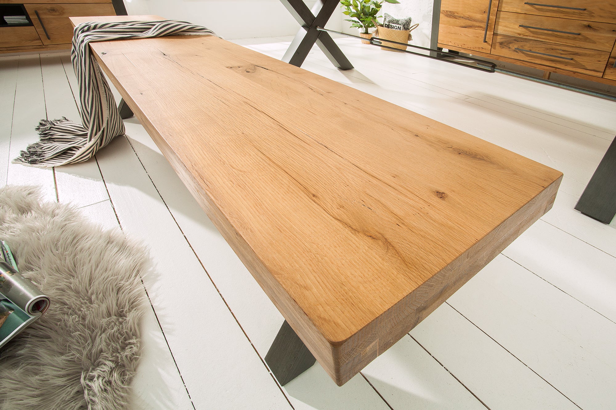 Bench Viking 180cm Wild Oak Wood Natural