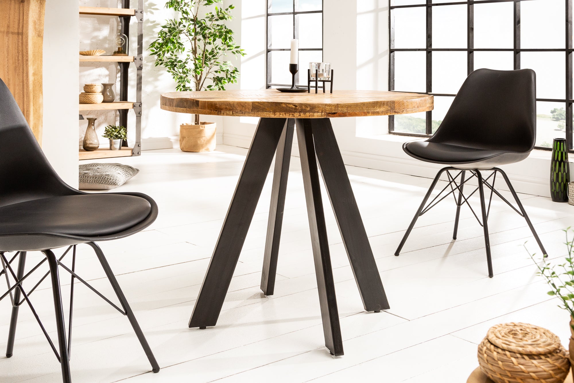 Round Dining Table Blacksmith 80cm Mango Wood Natural