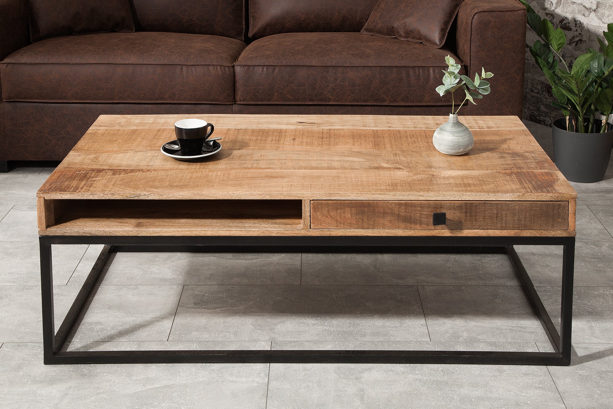 Coffee Table Blacksmith 100cm Mango Wood Natural With Drawer