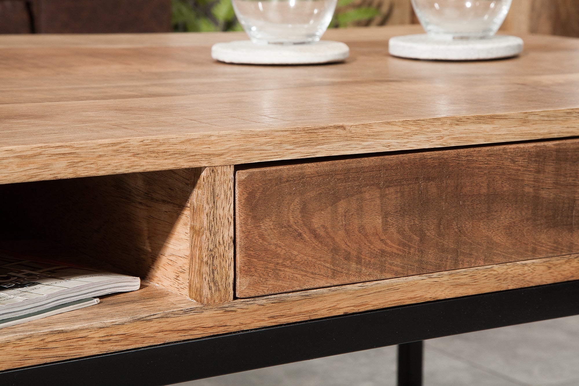 Coffee Table Blacksmith 100cm Mango Wood Natural With Drawer