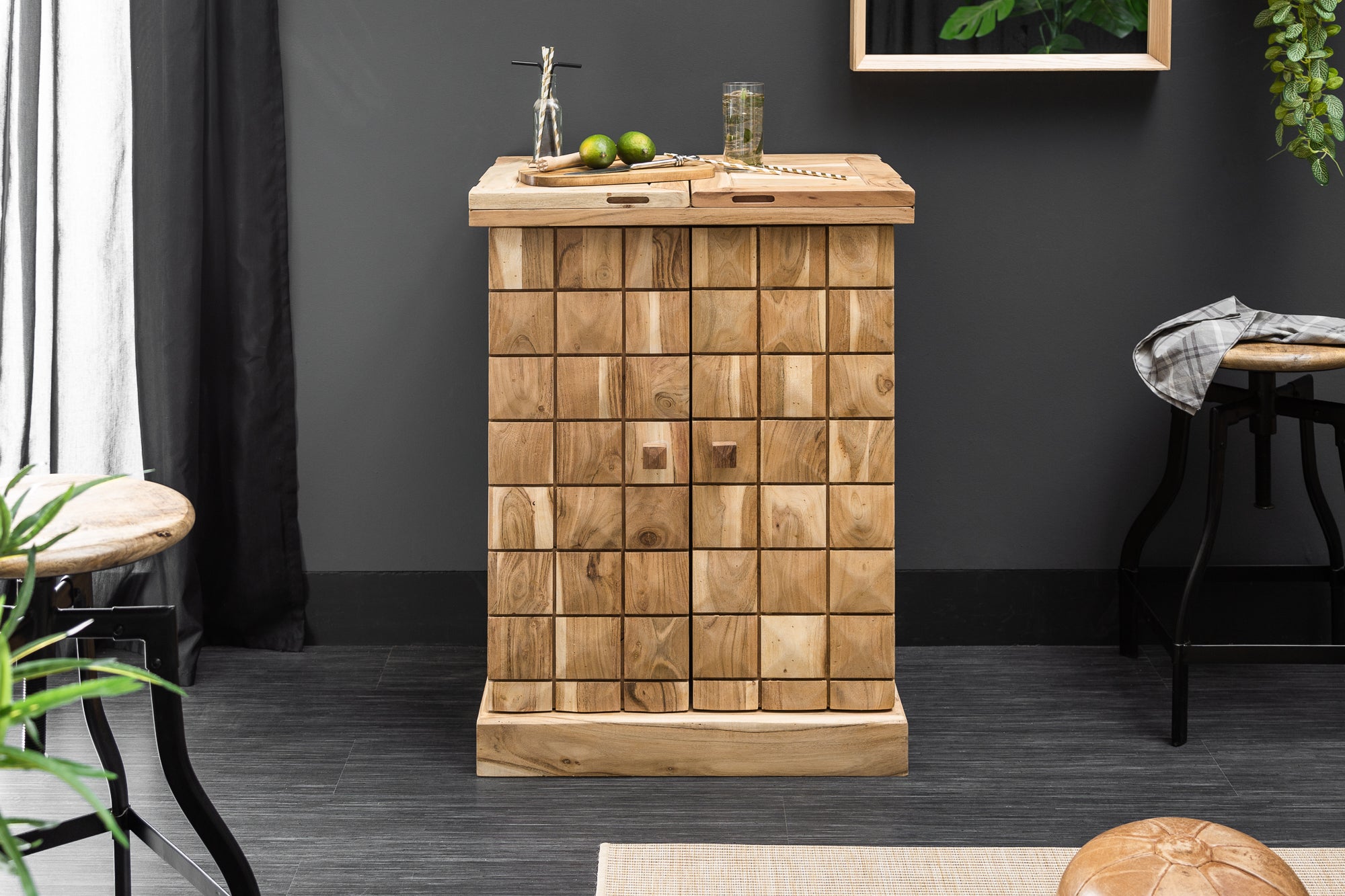 Bar Cabinet Mosaico 130cm Acacia Wood Natural