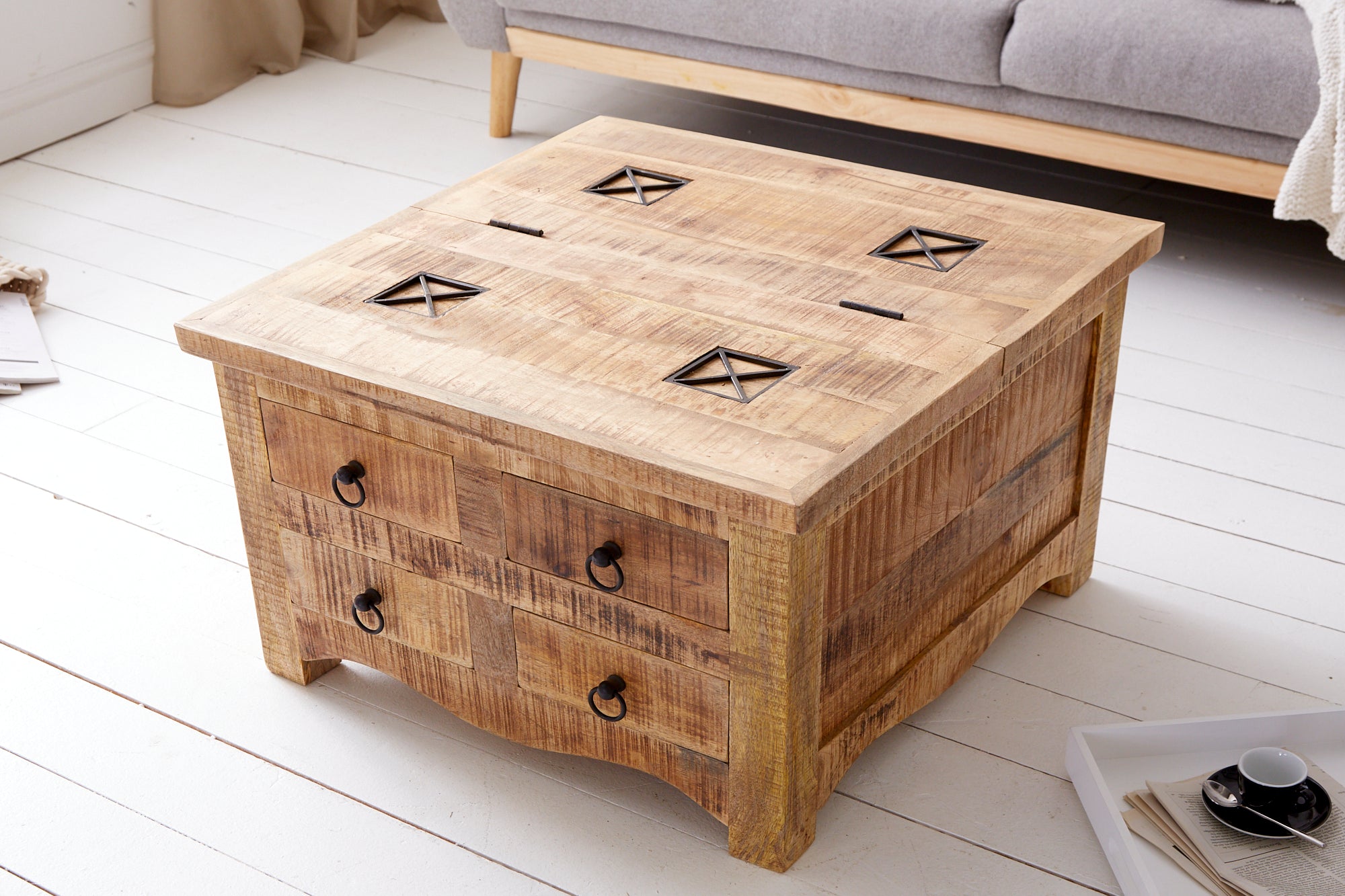 Coffee Table Blacksmith 70cm Mango Wood Natural