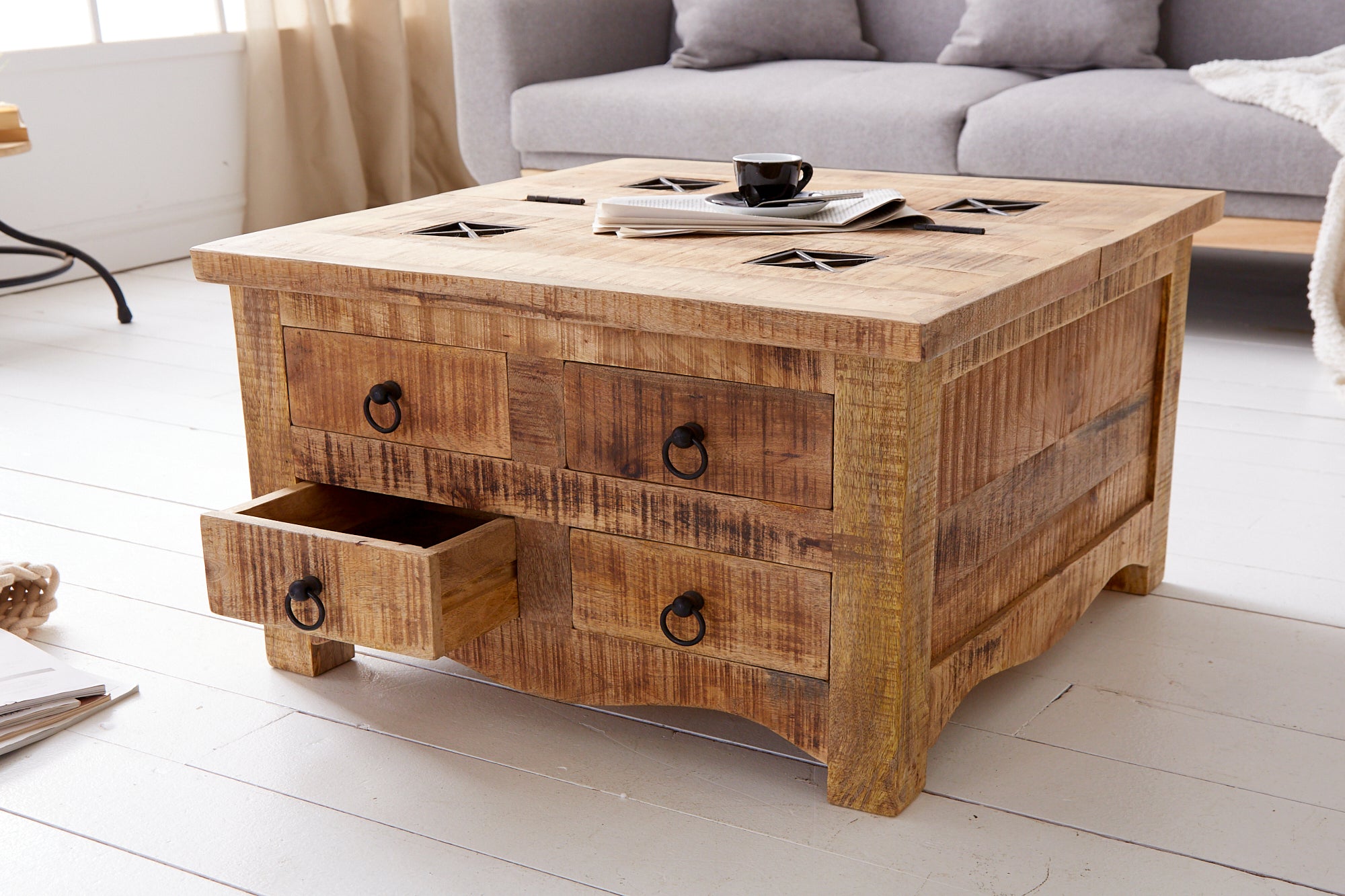 Coffee Table Blacksmith 70cm Mango Wood Natural