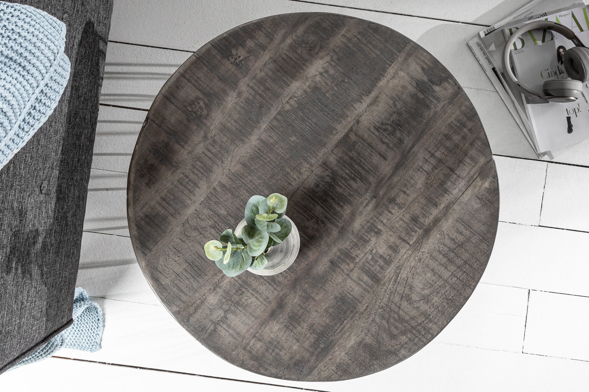 Side Table Fortress Loft 40cm Mango Wood Grey