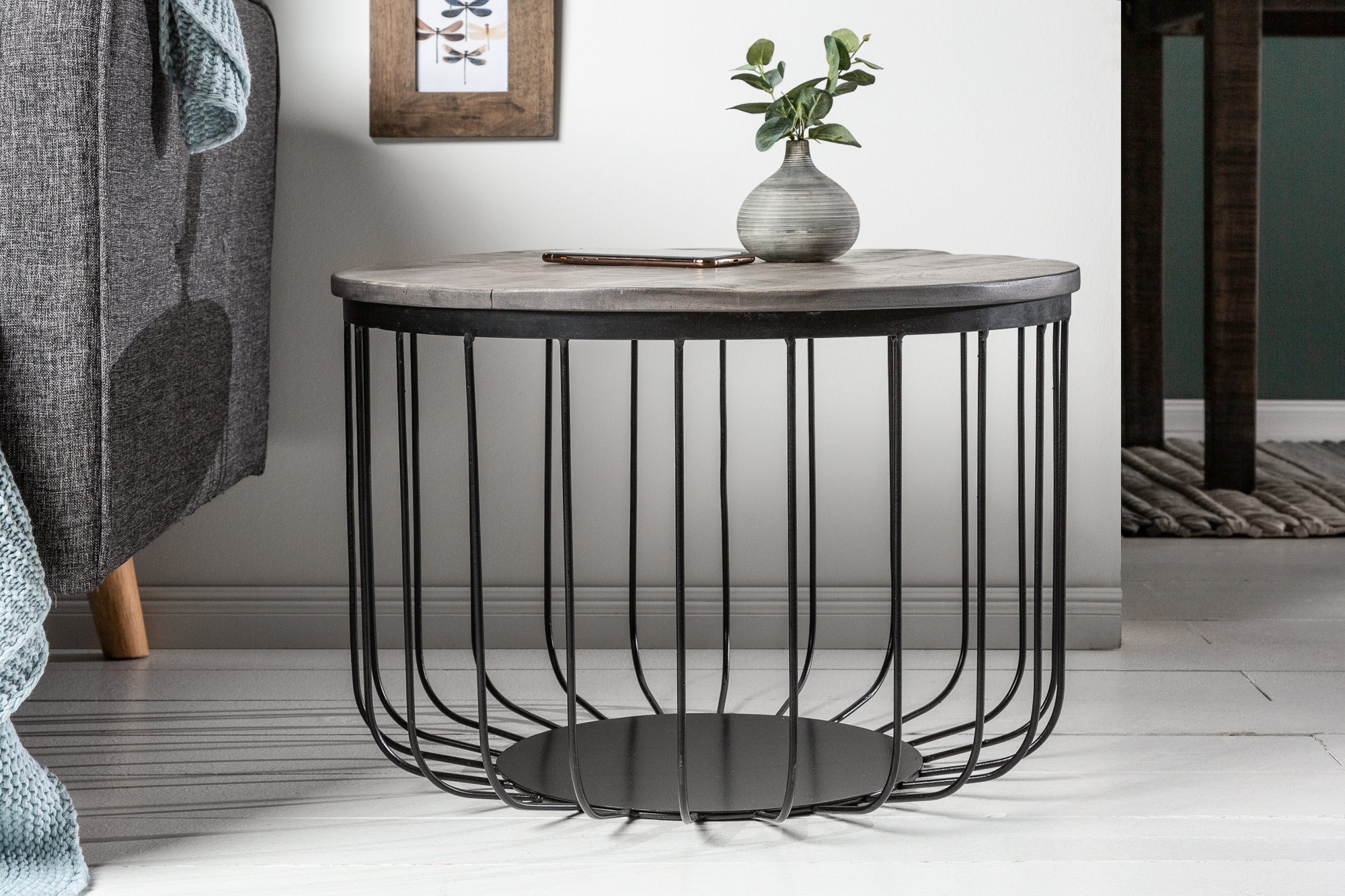 Side Table Fortress Loft 40cm Mango Wood Grey