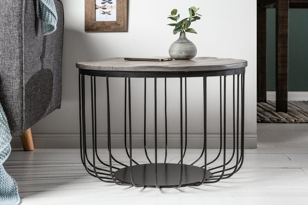 Side Table Fortress Loft 40cm Mango Wood Grey