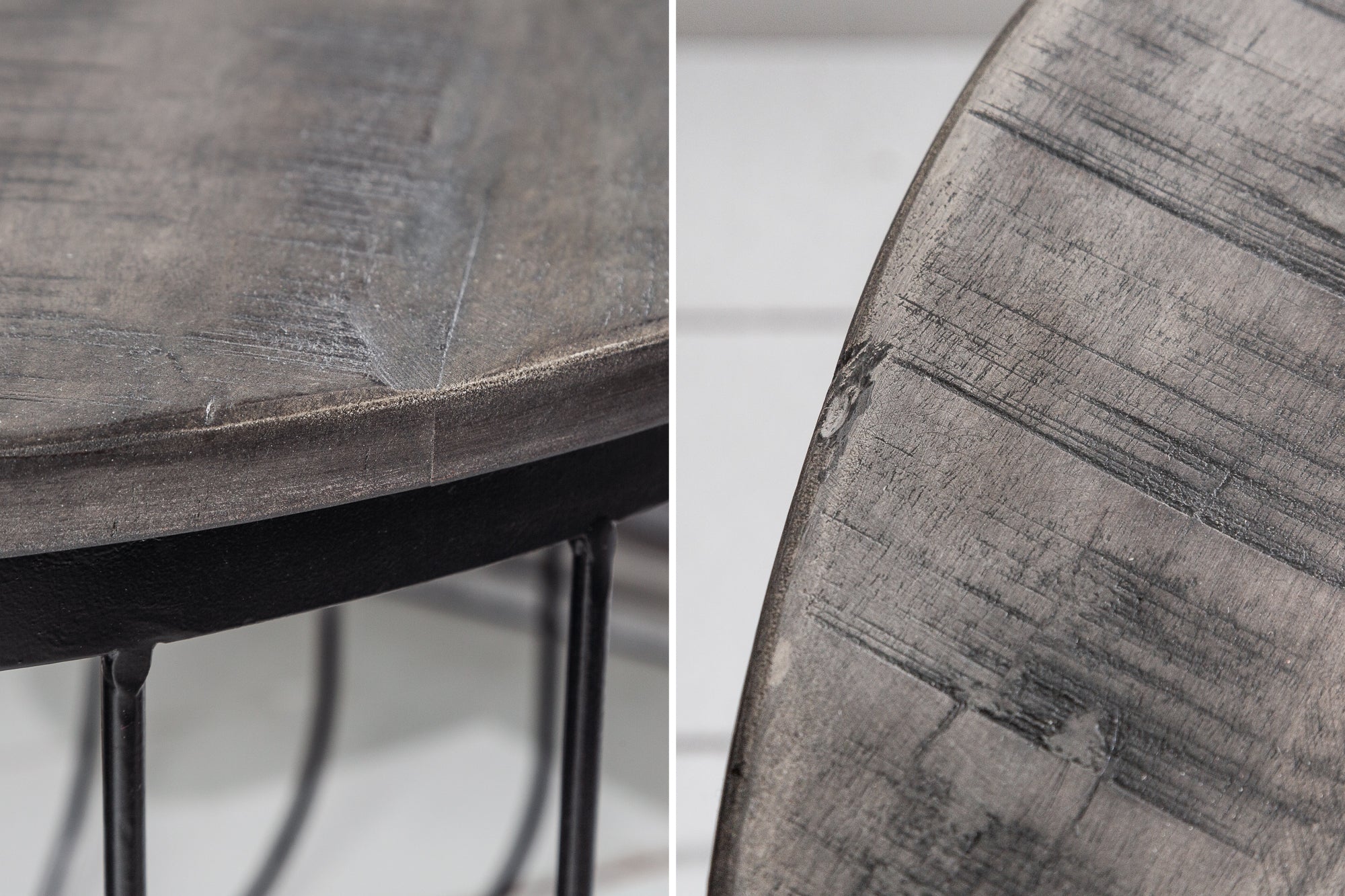 Side Table Fortress Loft 40cm Mango Wood Grey