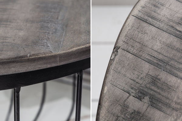 Side Table Fortress Loft 40cm Mango Wood Grey