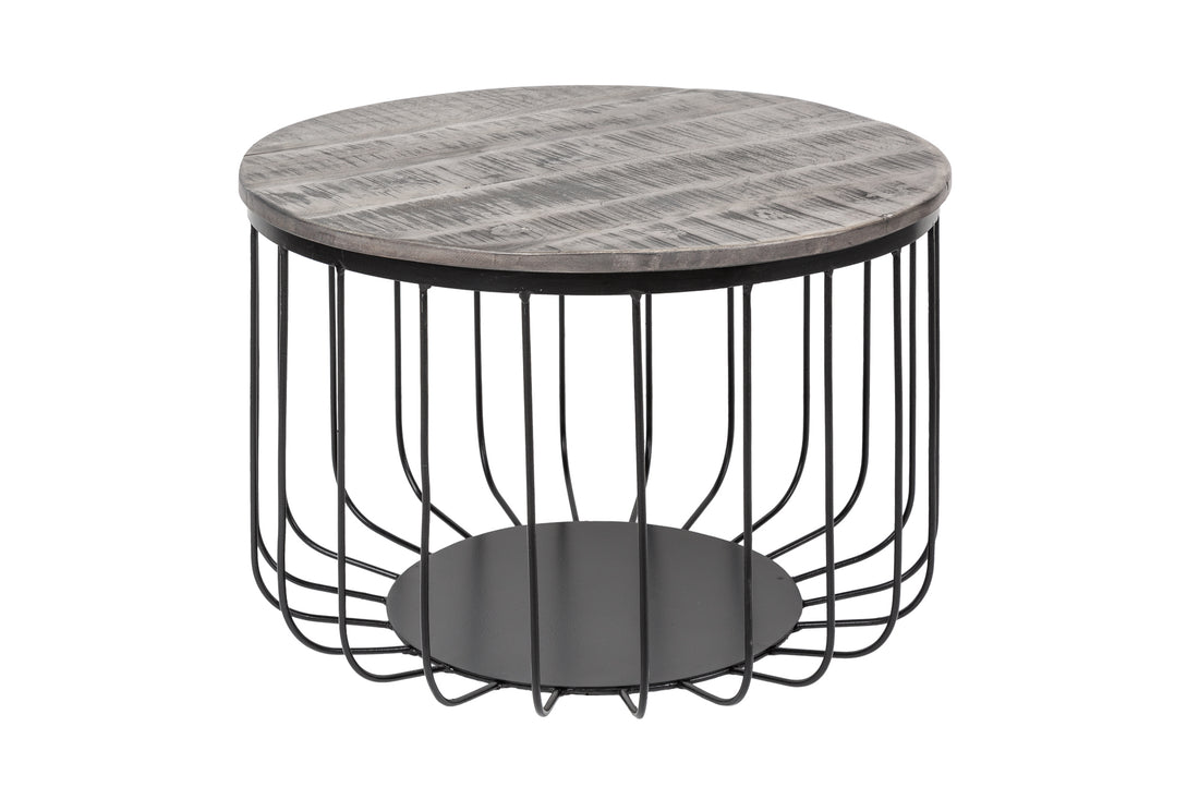 Round Side Table Fortress Loft 40cm Mango Wood Grey
