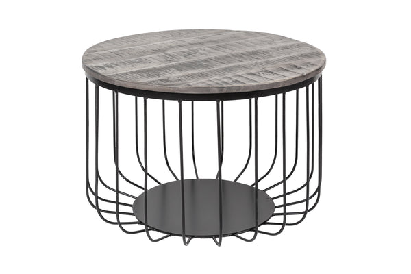 Side Table Fortress Loft 40cm Mango Wood Grey