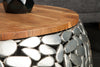 Set Of 2 Nesting Coffe Tables Stone Mosaic 55cm/65cm Metal Silver