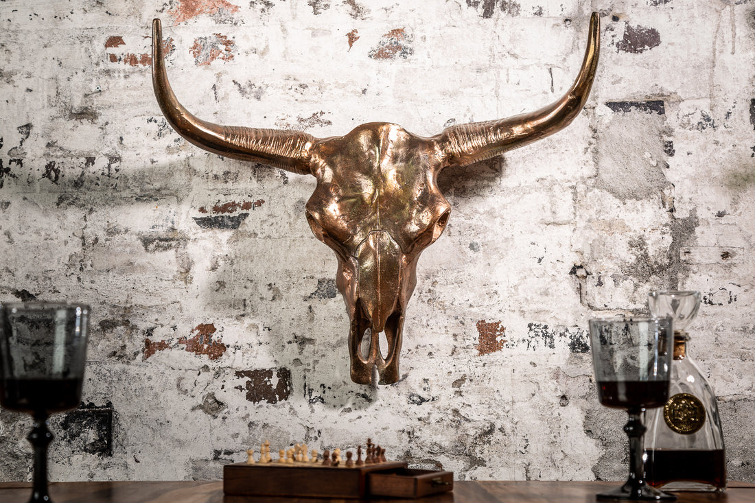 Decorative Skull Matador 70cm Metal Copper