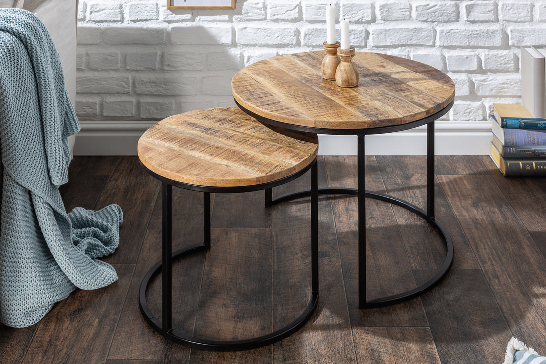 Side Table Elements Set of 2 Mango Wood Natural