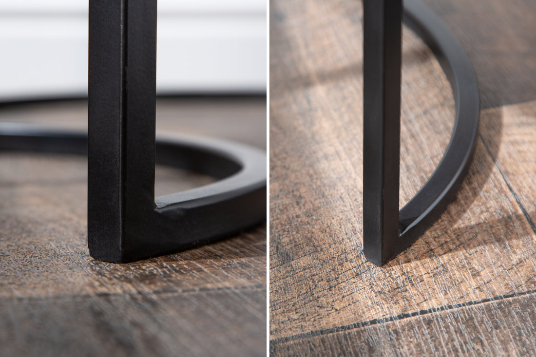 Set Of Two Round Side Tables Elements 38cm/45cm Mango Wood Natural