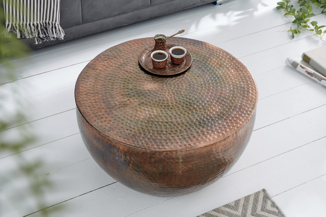 Round Coffee Table Orient 60cm Metal Copper Flamed