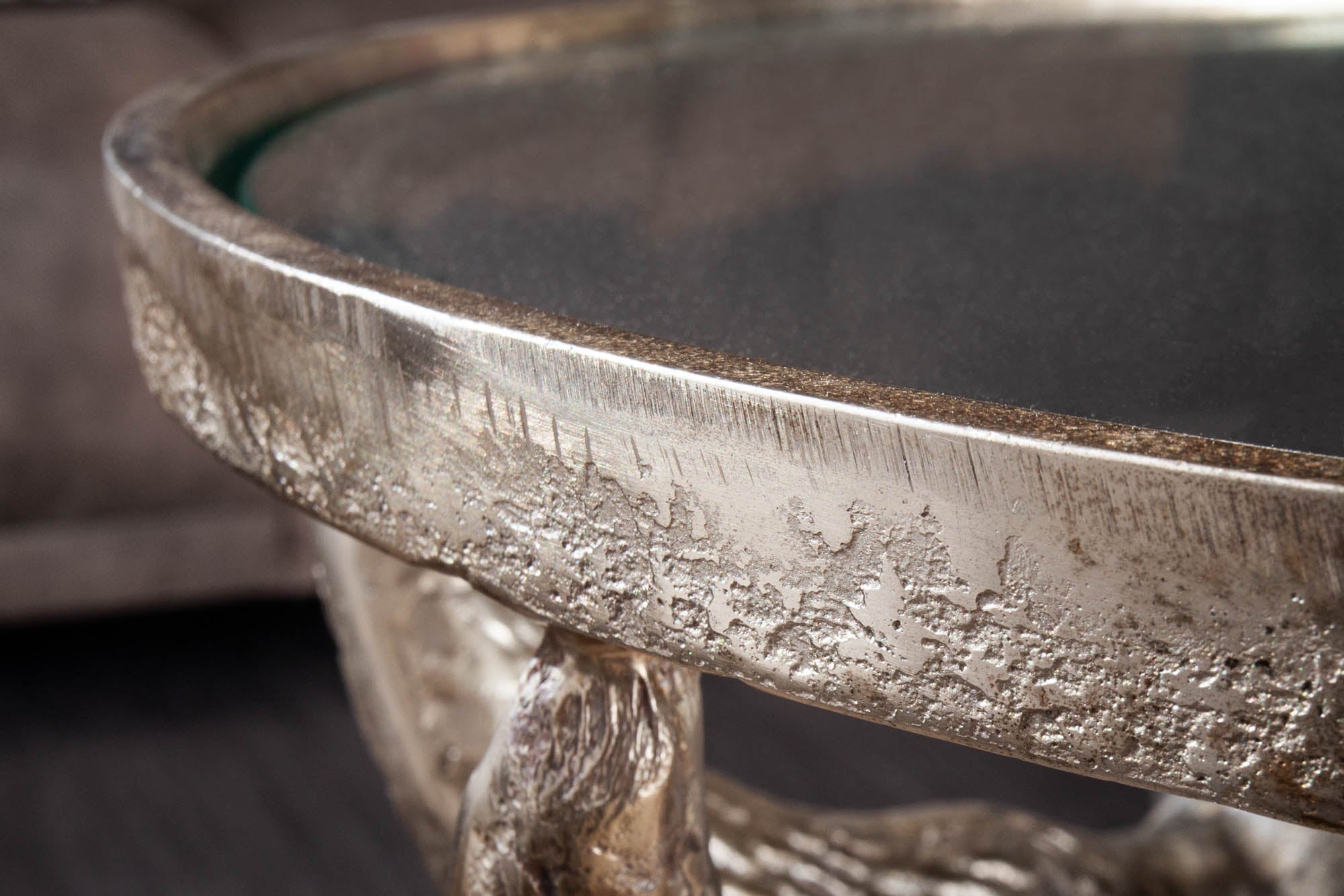 Round Side Table Matador 53cm Metal Bronze Glass