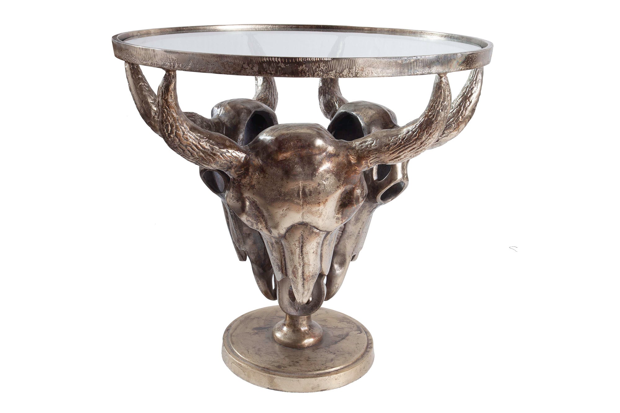 Round Side Table Matador 53cm Metal Bronze Glass