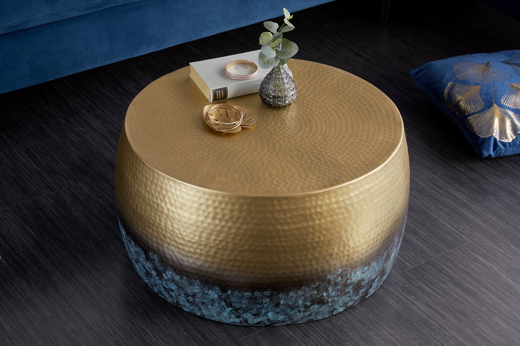 Coffee Table Orient III 60cm Gold Blue