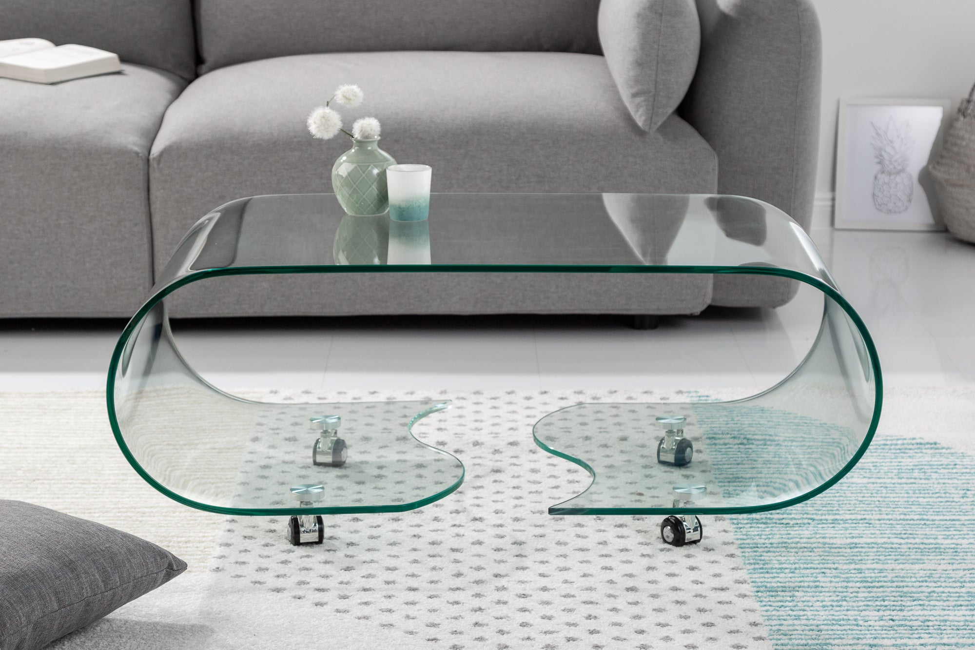Coffee Table Quartz 90cm Glass