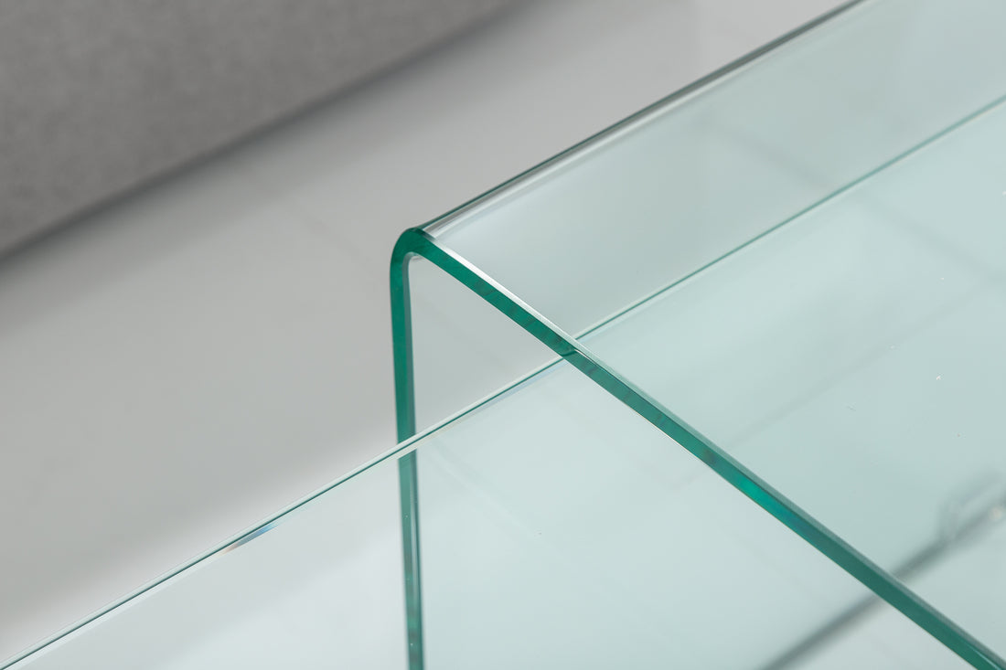 Set Of Two Nesting Coffee Tables Quartz 60cm/100cm Glass
