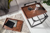 Set Of 2 Nesting Coffee Tables Elements 55cm/60cm Mocha Beech With Tray