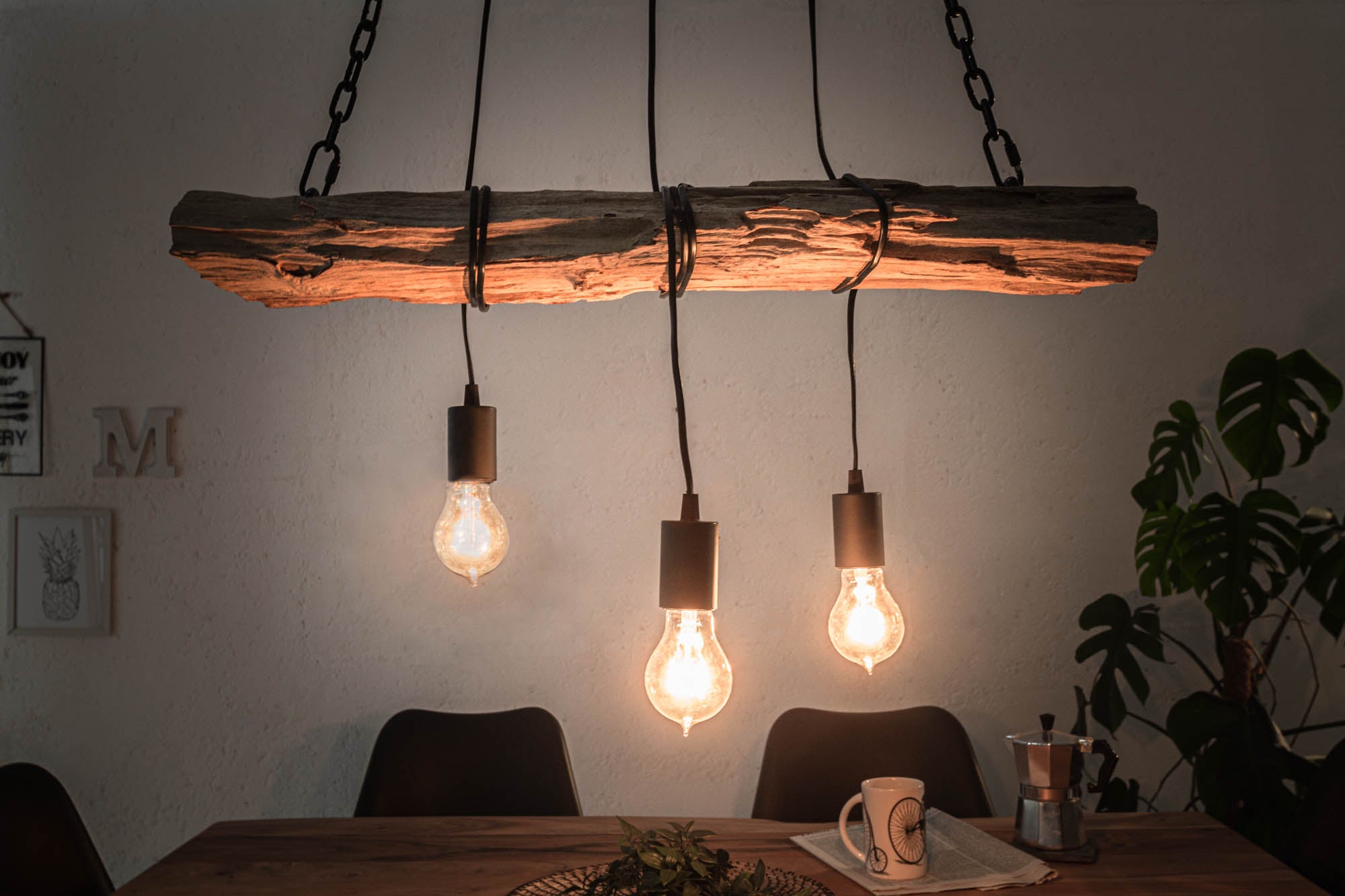 Hanging Lamp Barracuda 70cm Recycled Wood Brown