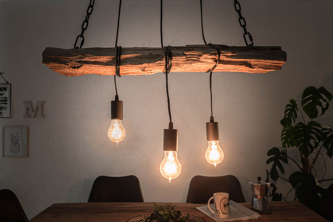 Hanging Lamp Barracuda 70cm Recycled Wood Brown