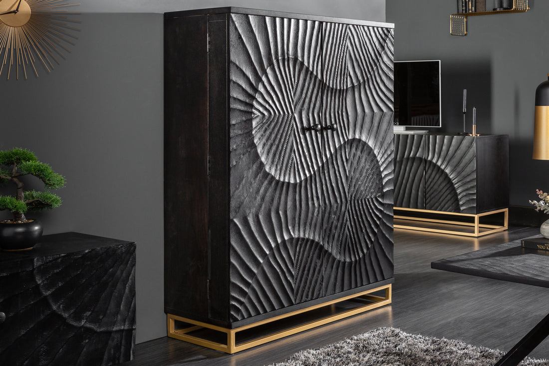 Bar Cabinet Fossil 141cm Mango Black