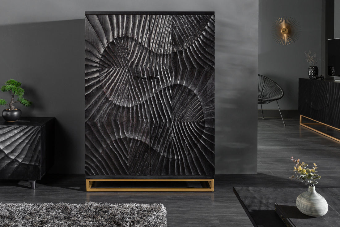 Bar Cabinet Fossil 141cm Mango Wood Black