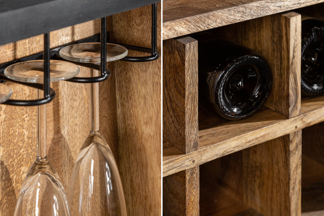 Bar Cabinet Fossil 141cm Mango Wood Black