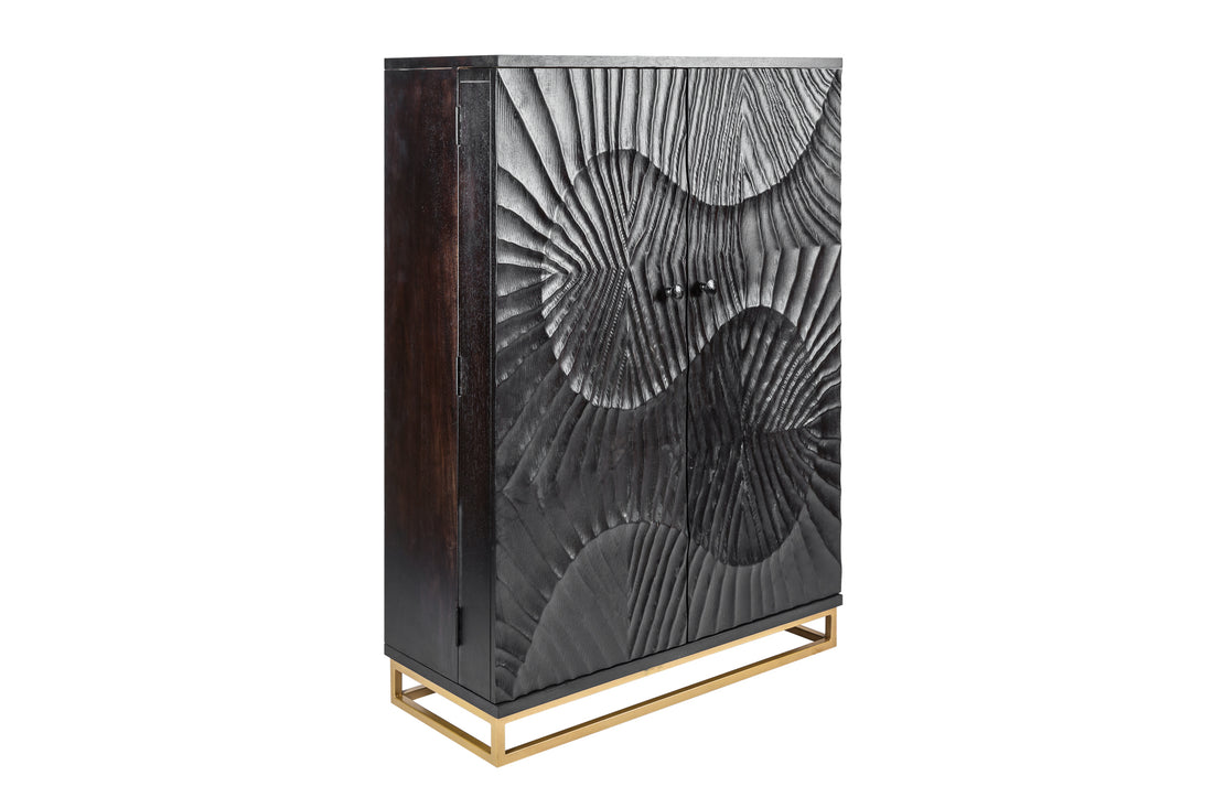 Bar Cabinet Fossil 141cm Mango Wood Black
