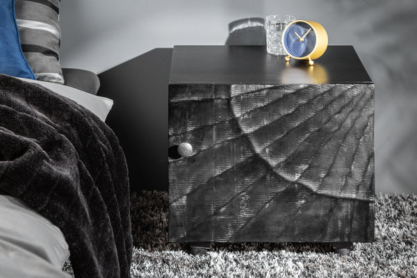 Bedside Table Fossil 50cm Mango Black