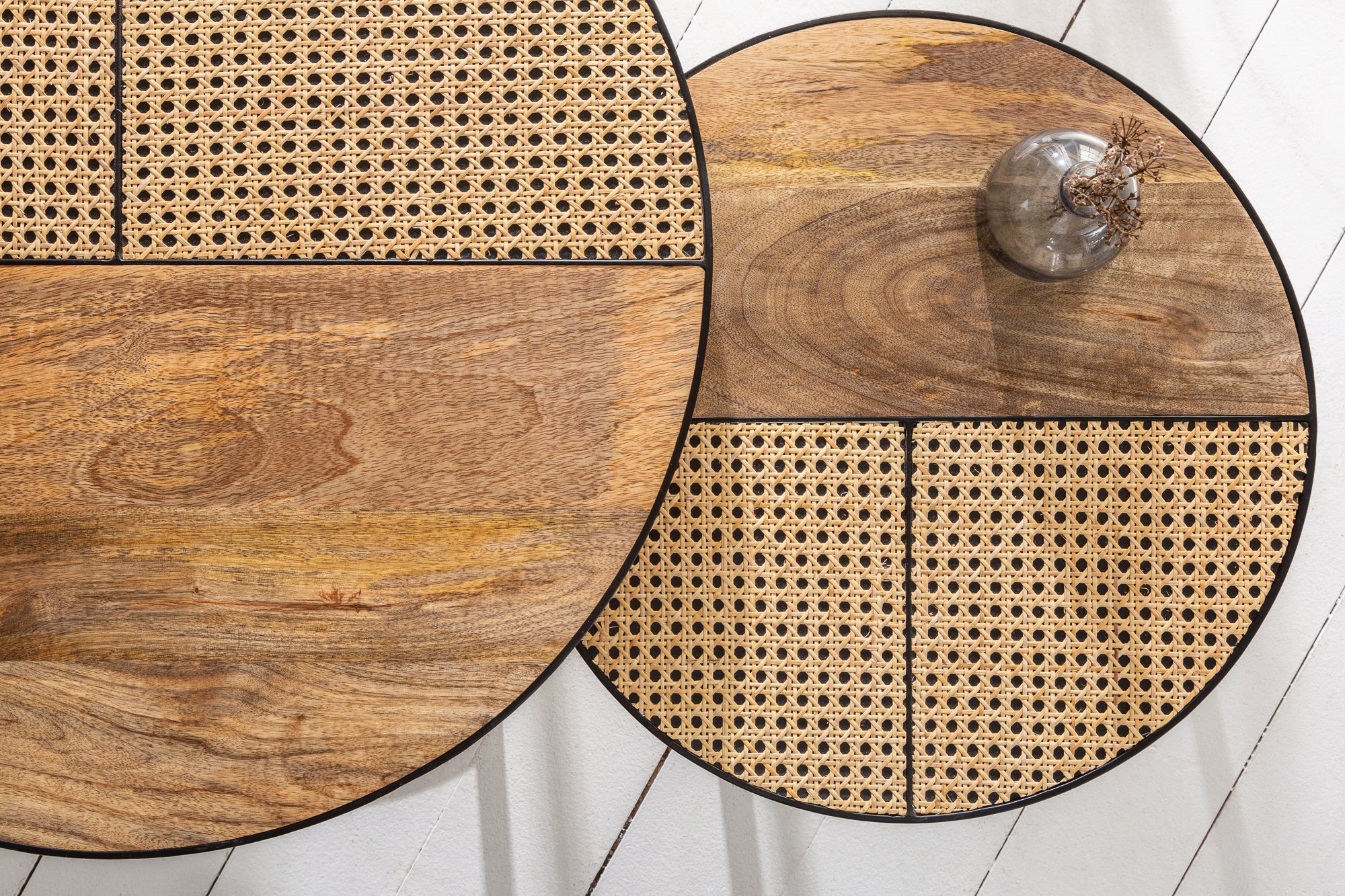 Set Of 2 Round Nesting Coffee Tables Vienna 50cm/70cm Mango Wood Natural