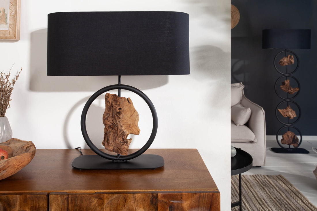 Table Lamp Elements 58cm Acacia Wood Black