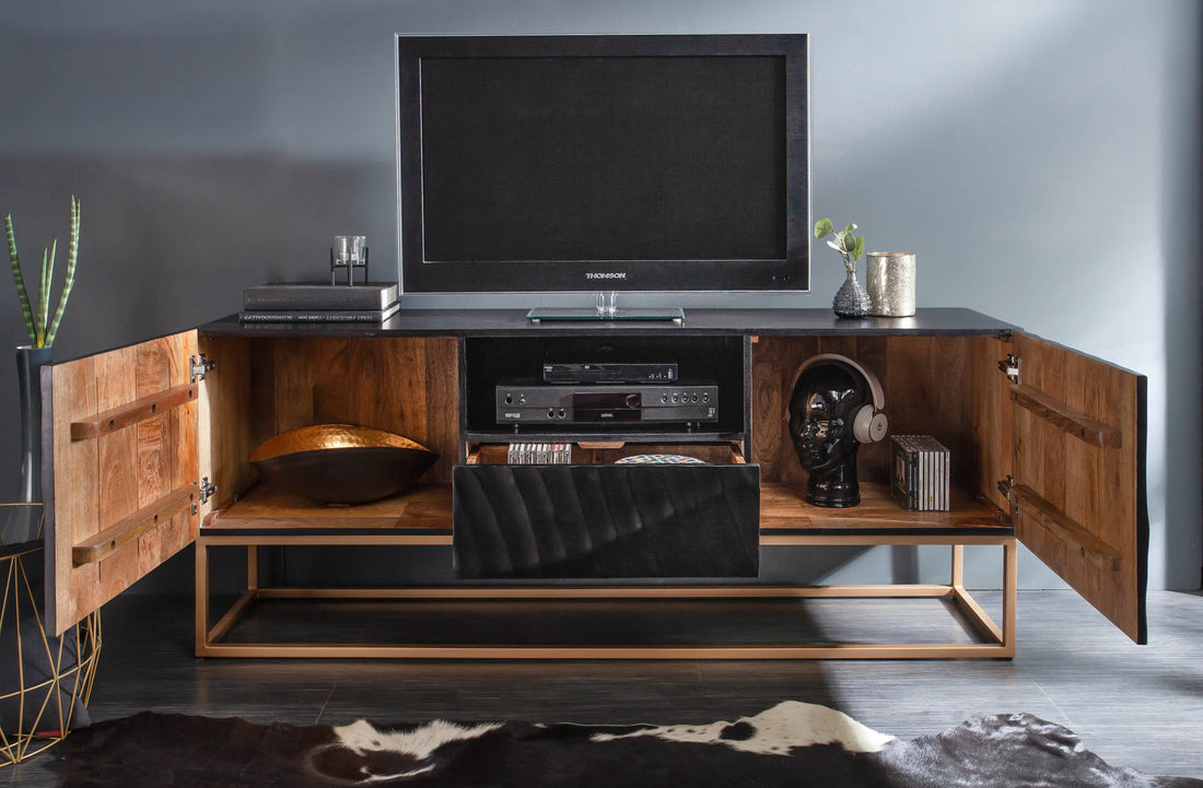 TV Stand Fossil 160cm Mango Wood Black