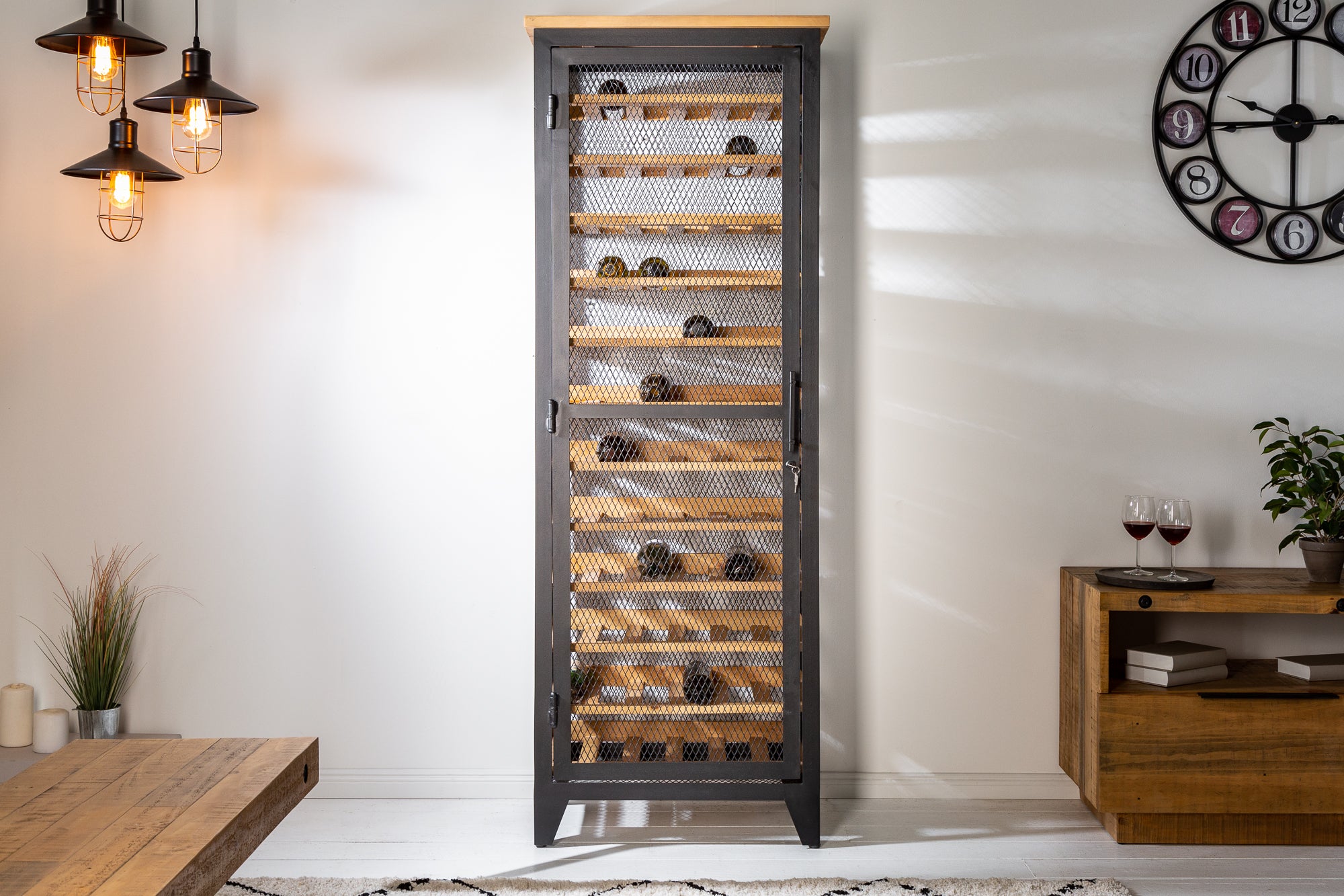 Wine Cabinet Connoisseur 184 cm Pine Wood Natural