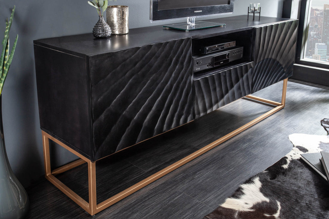 TV Stand Fossil 160cm Mango Wood Black
